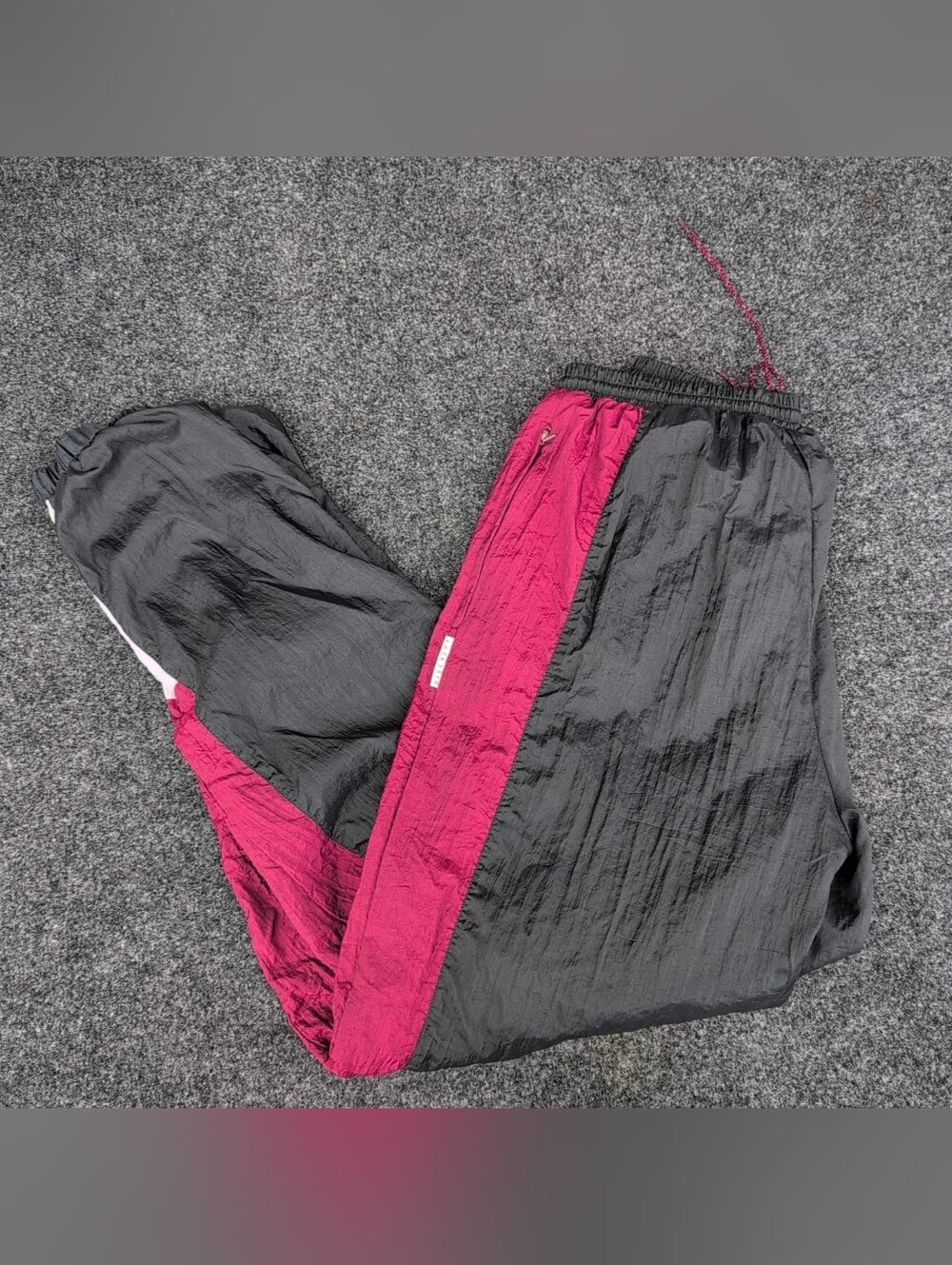 Vintage Givenchy Track Pants Mens Large Shiny Black Red Ankle Zip Lined Warm Up